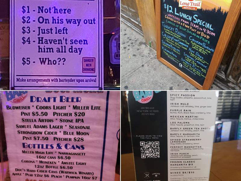 Barfly Menu