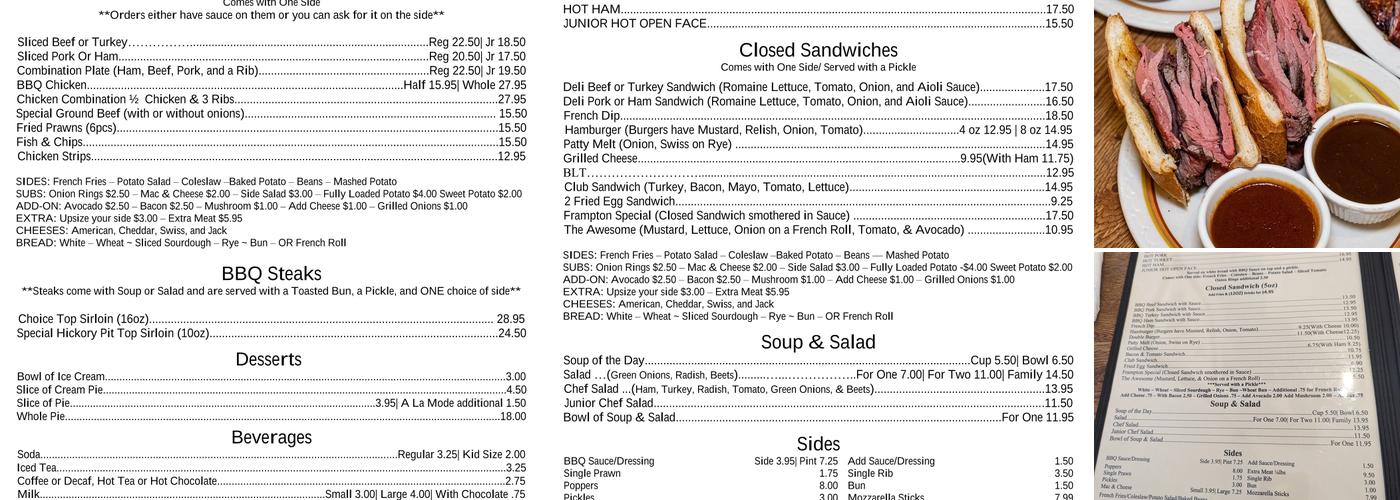Barney's Hickory Pit Menu