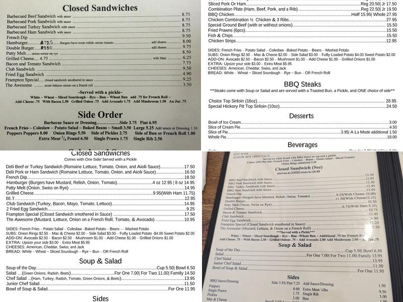 Barney's Hickory Pit Menu