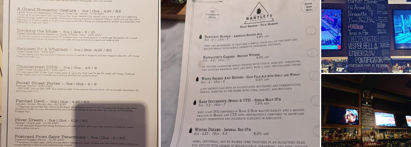 Bartlett Hall Menu