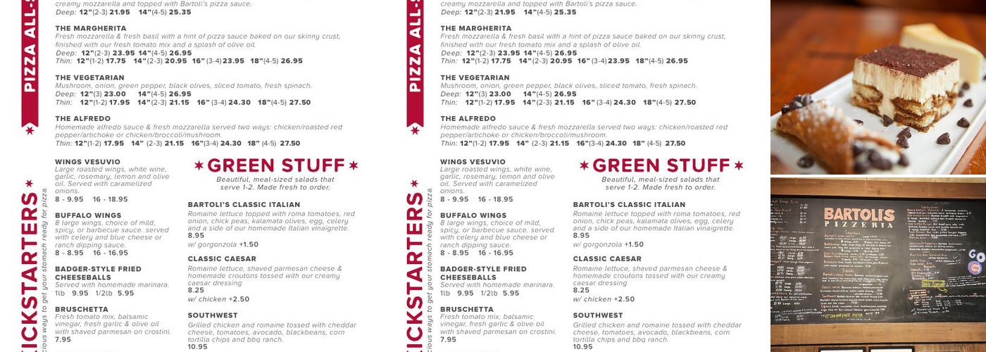 Bartoli's Pizzeria Menu