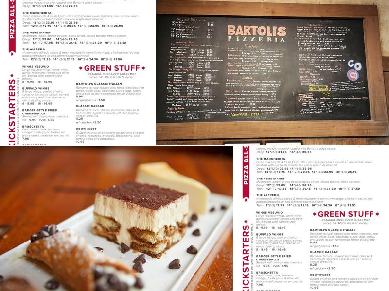 Bartoli's Pizzeria Menu
