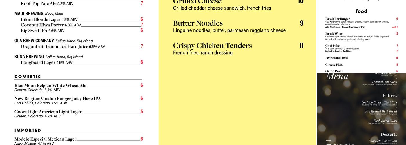 Basalt Menu
