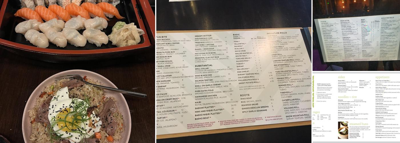 Basho Japanese Brasserie Menu