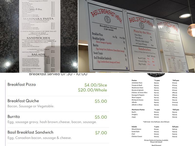 Basil Prosperi Menu