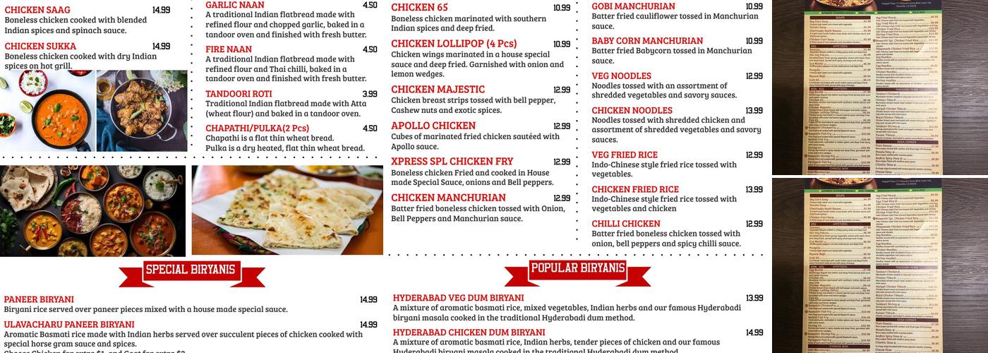 Bawarchi Indian Cuisine Menu