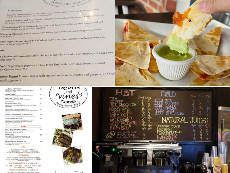 Beans and Vines express Menu