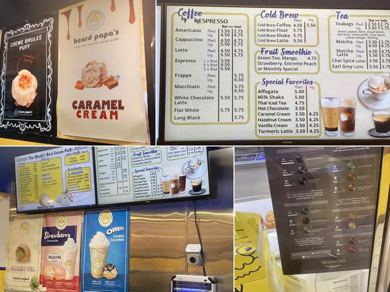 Beard Papa's Menu