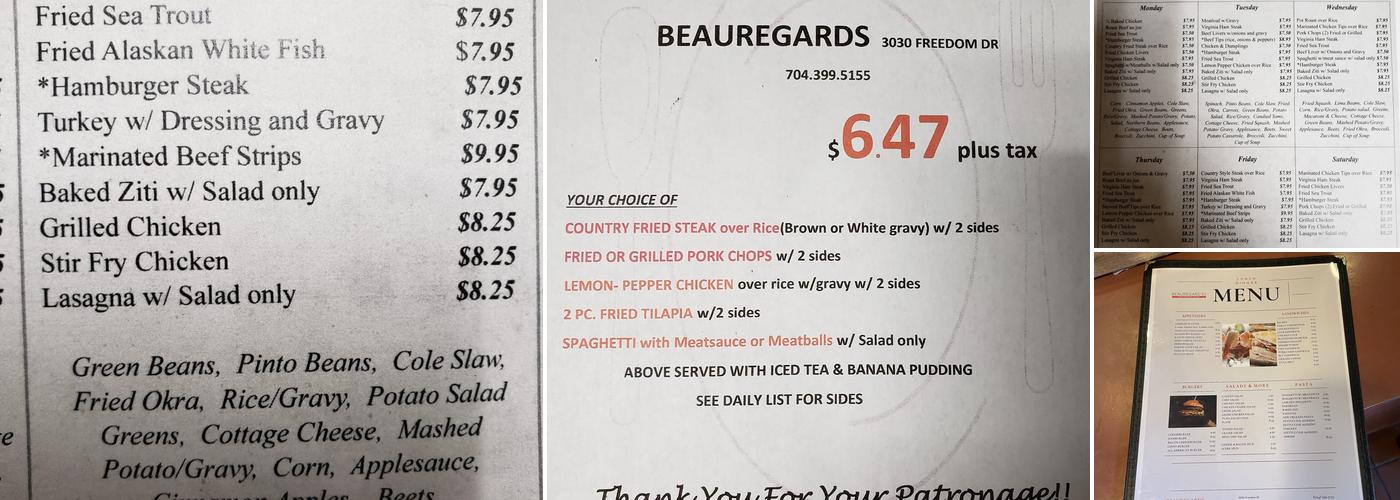 Beauregard's Menu