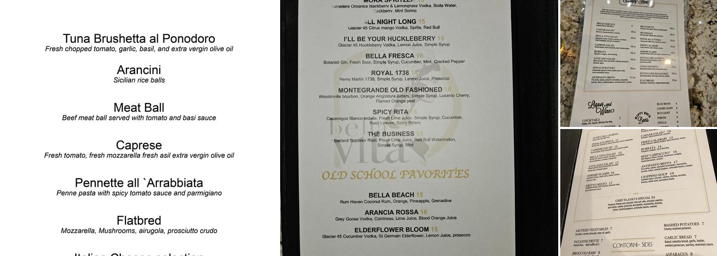 Bella Vita Menu