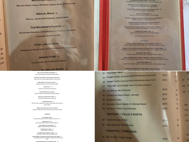 Bella Blu Menu
