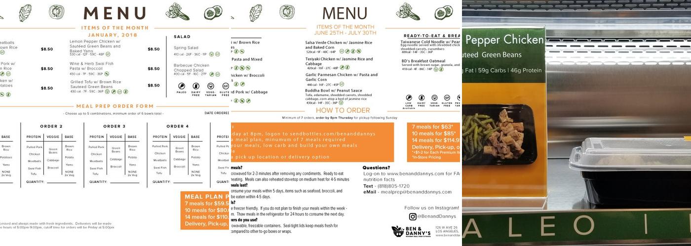 Ben and Danny's Menu