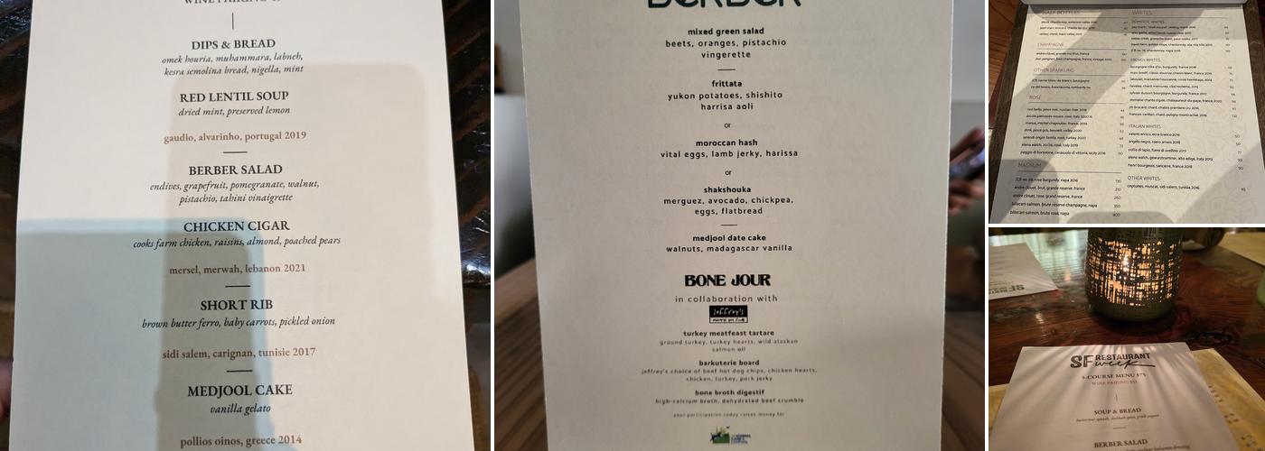 Berber Menu