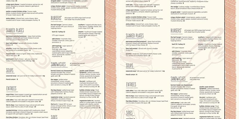 Bernie's Restaurant & Bar - University City Menu