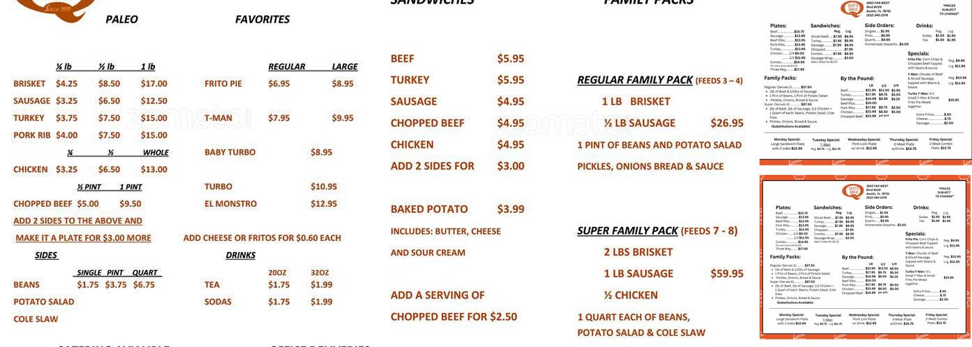 Bert's BBQ Menu