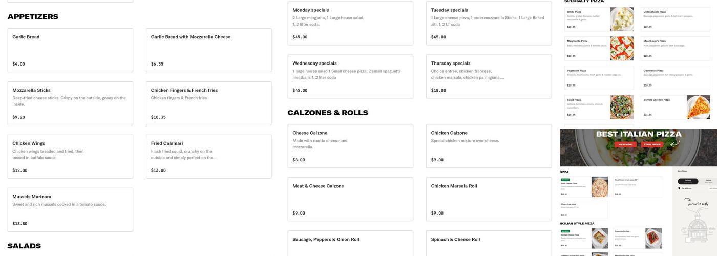 Best Italian Pizza Menu