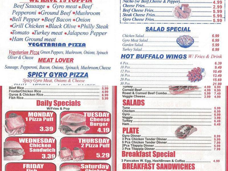 Chicago Philly Stop Menu