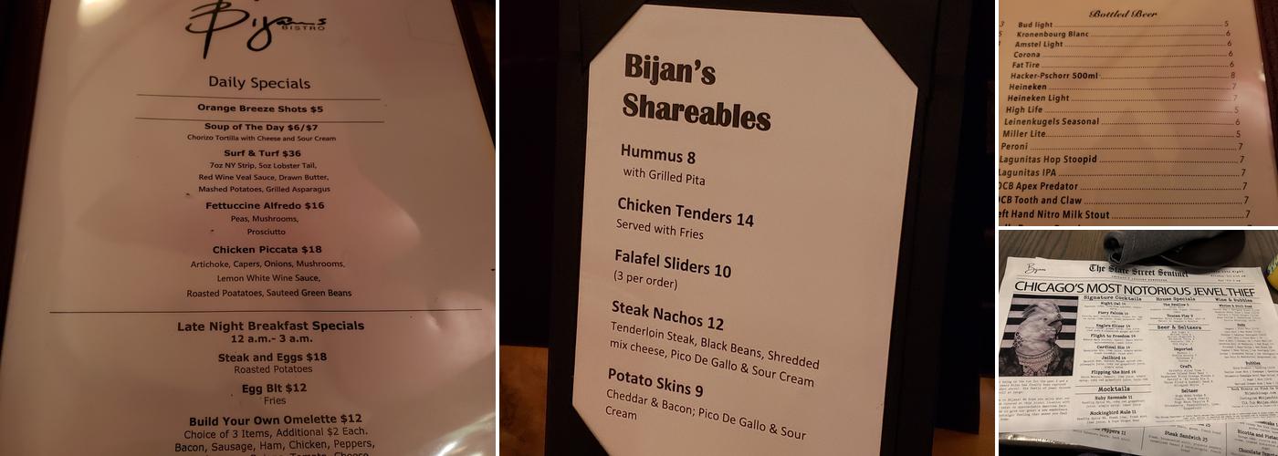 Bijans Menu