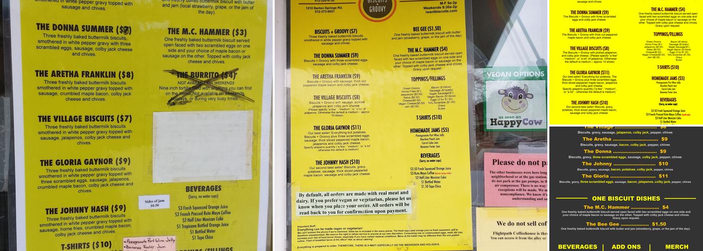Biscuits and Groovy Menu