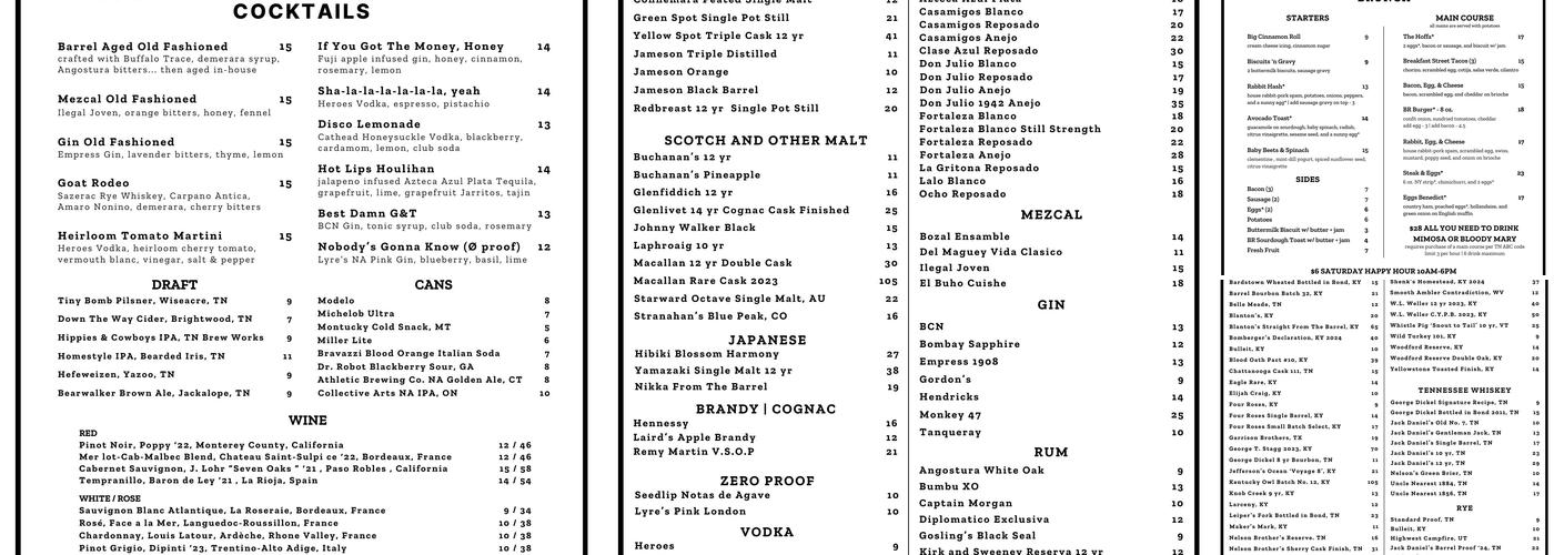 Black Rabbit Menu