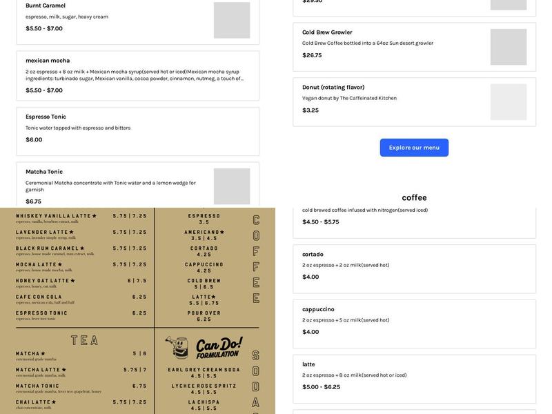 Black Ring Coffee Roasters Menu