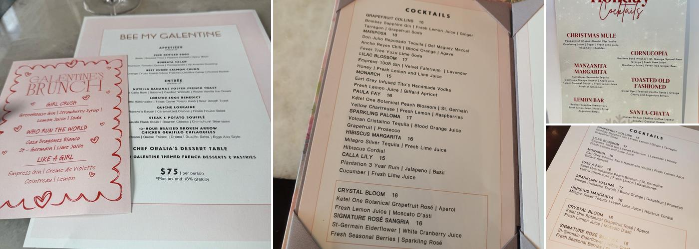Bloom & Bee Menu