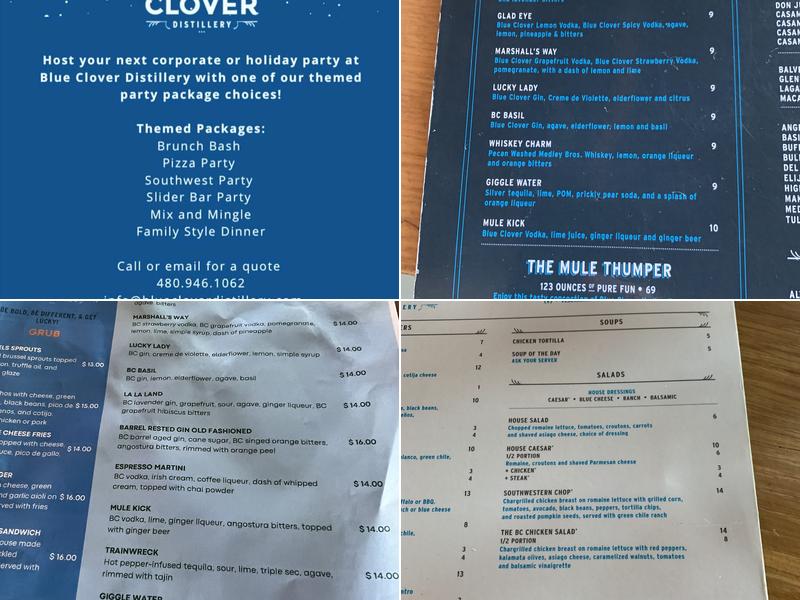 One Handsome Bastard Distillery Menu