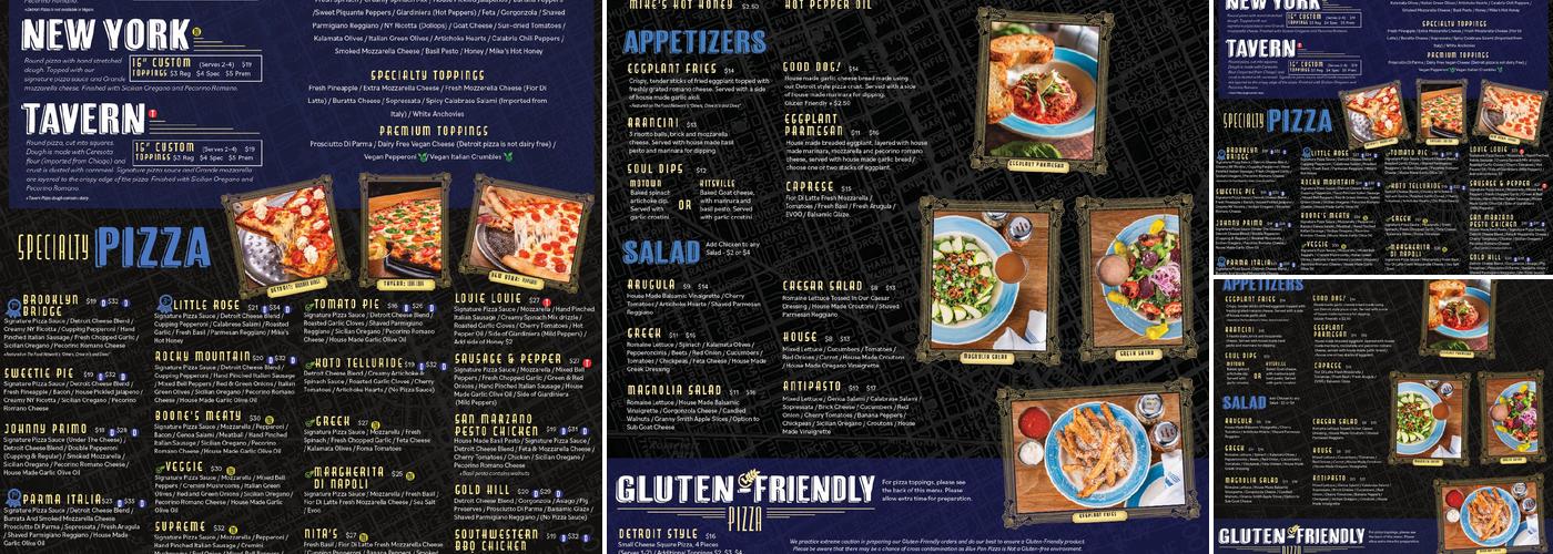Blue Pan Pizza Menu