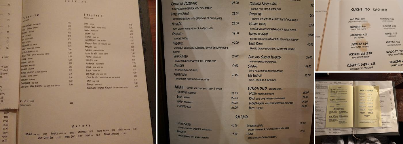 Blue Ribbon Sushi Menu