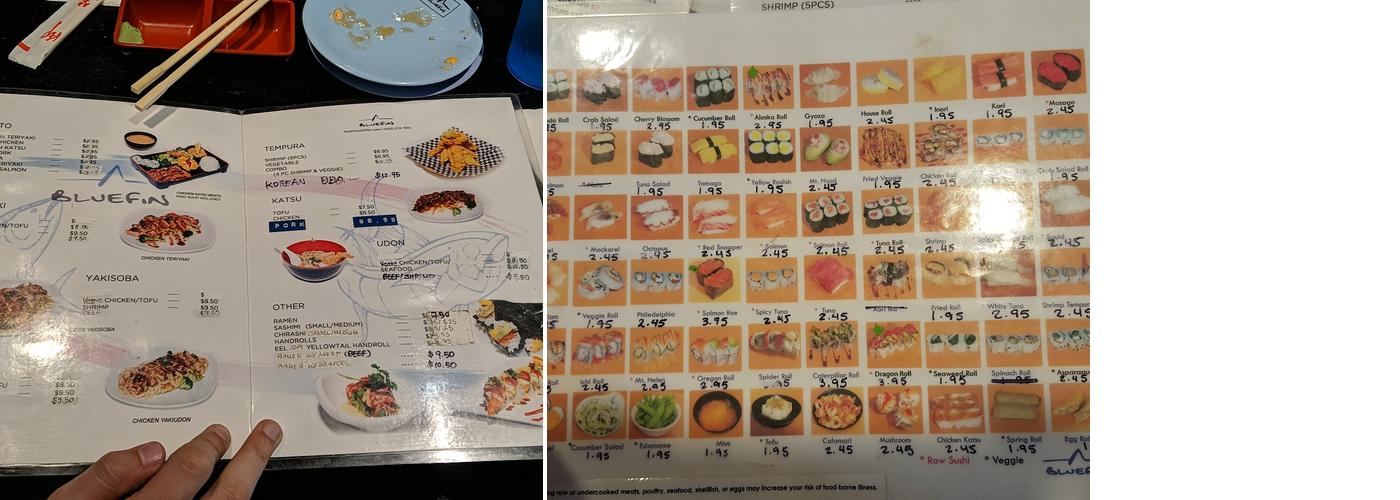 Blue Fin Menu