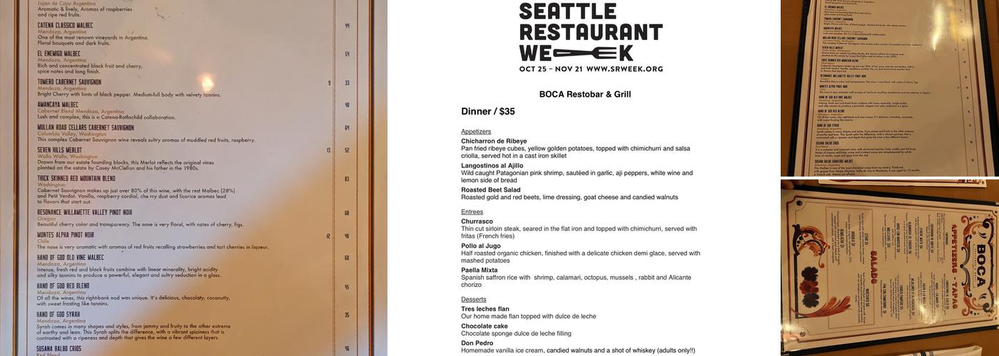 BOCA Restobar & Grill Menu