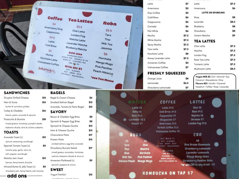Bohemia Cafe Menu