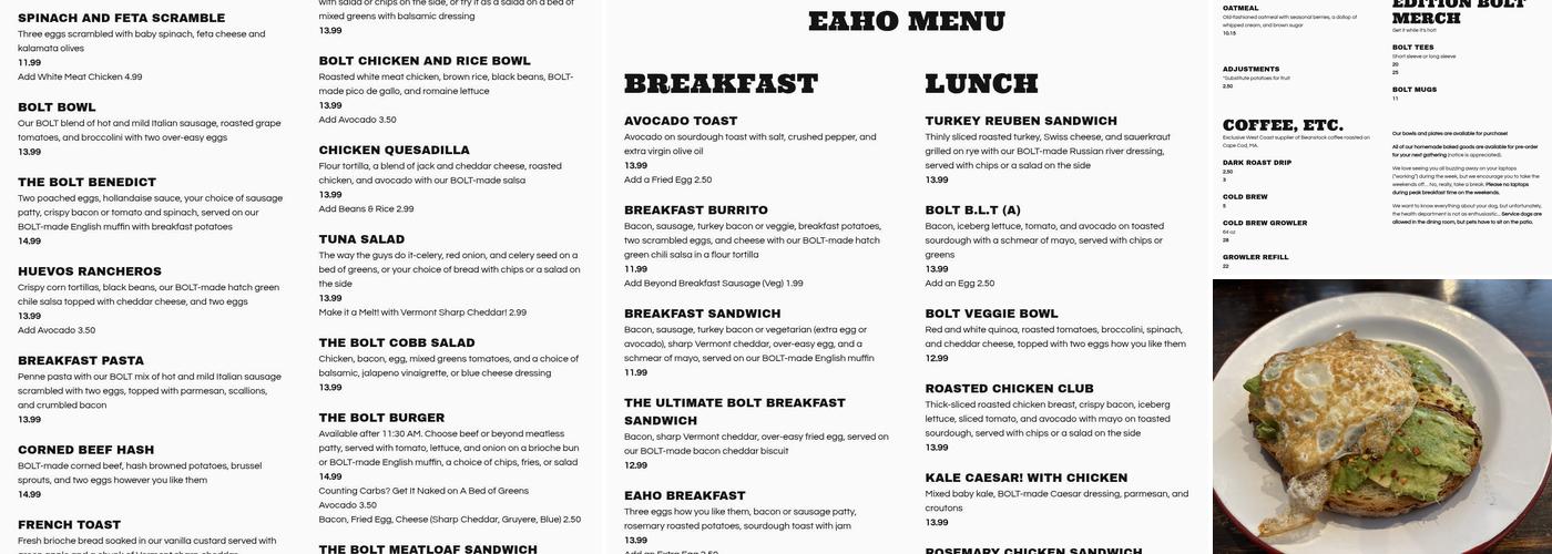 Bolt EaHo Menu