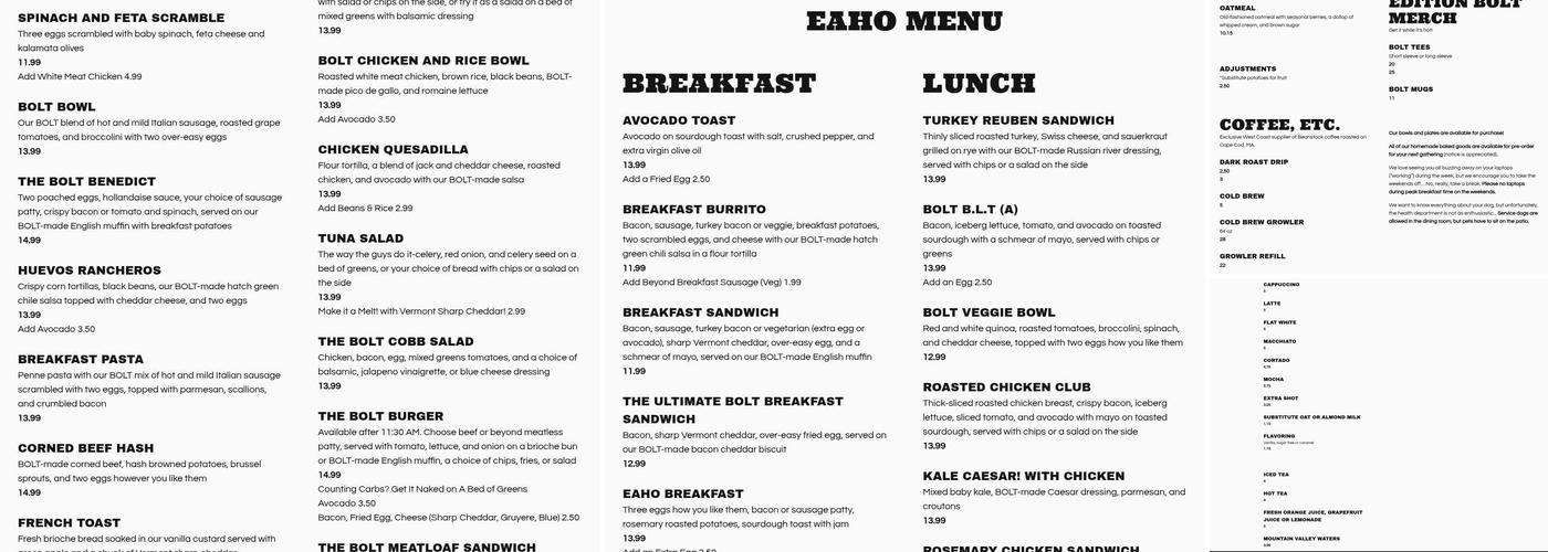 Bolt EaHo Menu