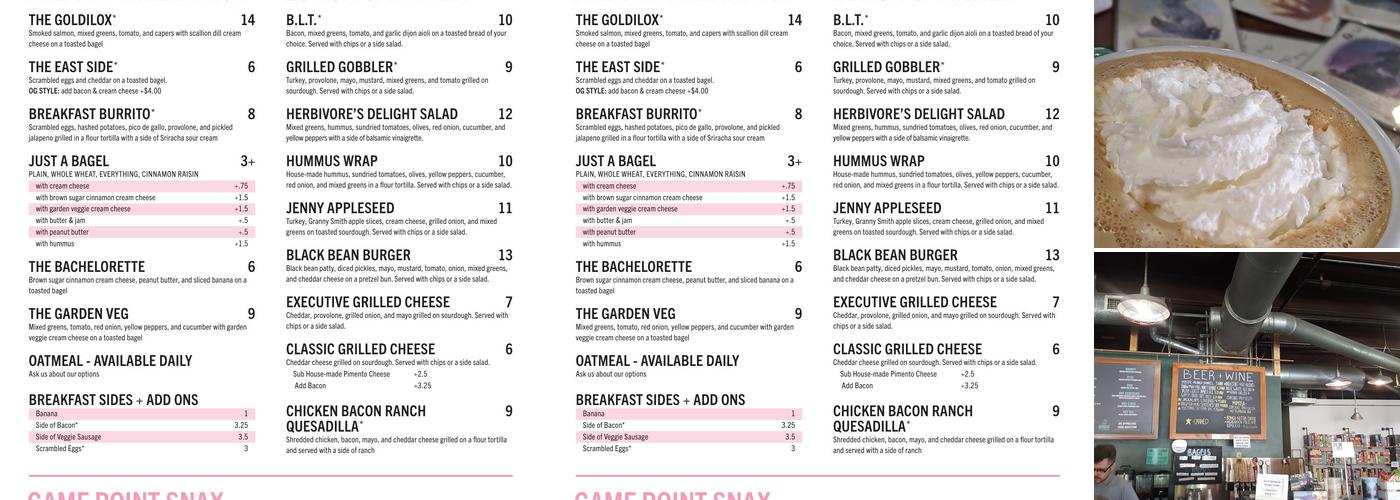 Bongo Java East Menu