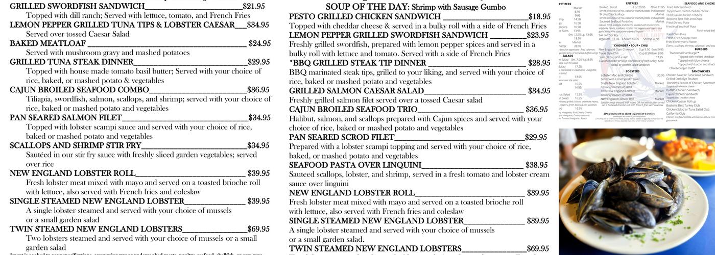 Boston Sail Loft Menu