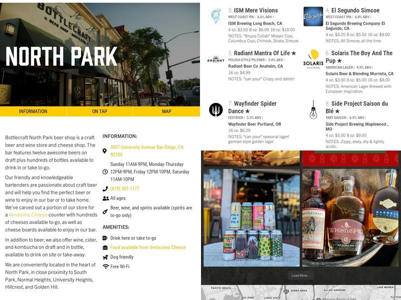 Bottlecraft North Park Menu