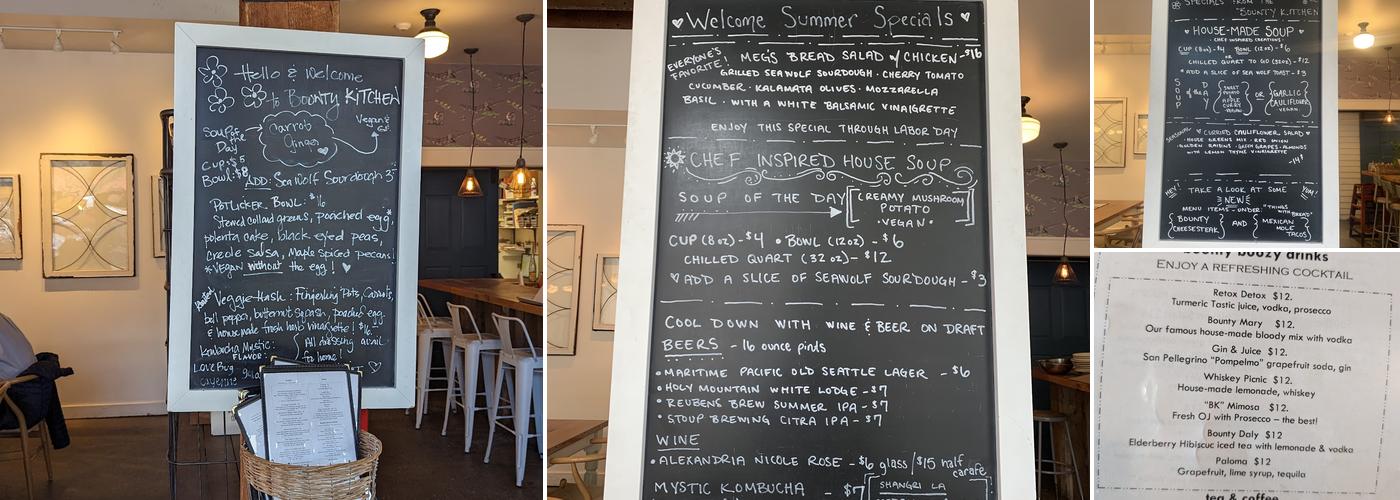 Bounty Kitchen Menu