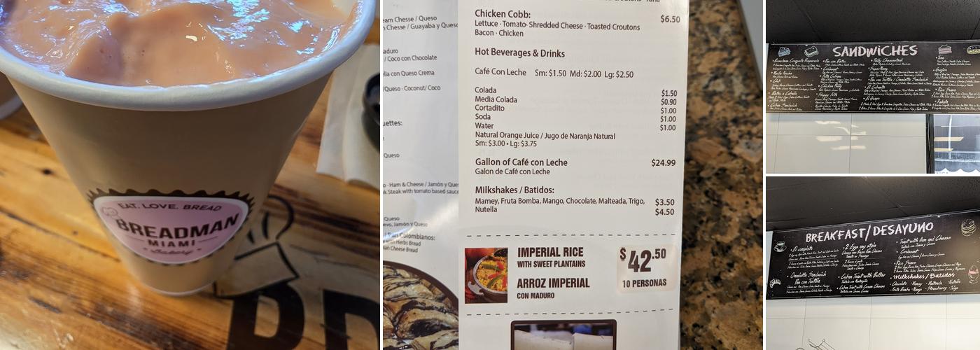 Breadman Miami Menu