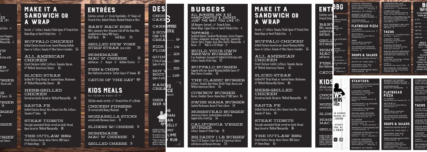 Brews Brothers Grille Menu