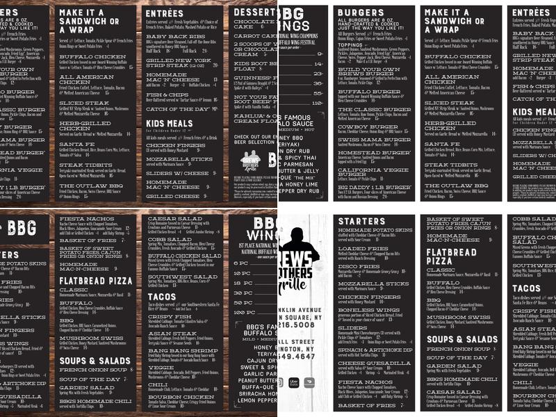 Brews Brothers Grille Menu