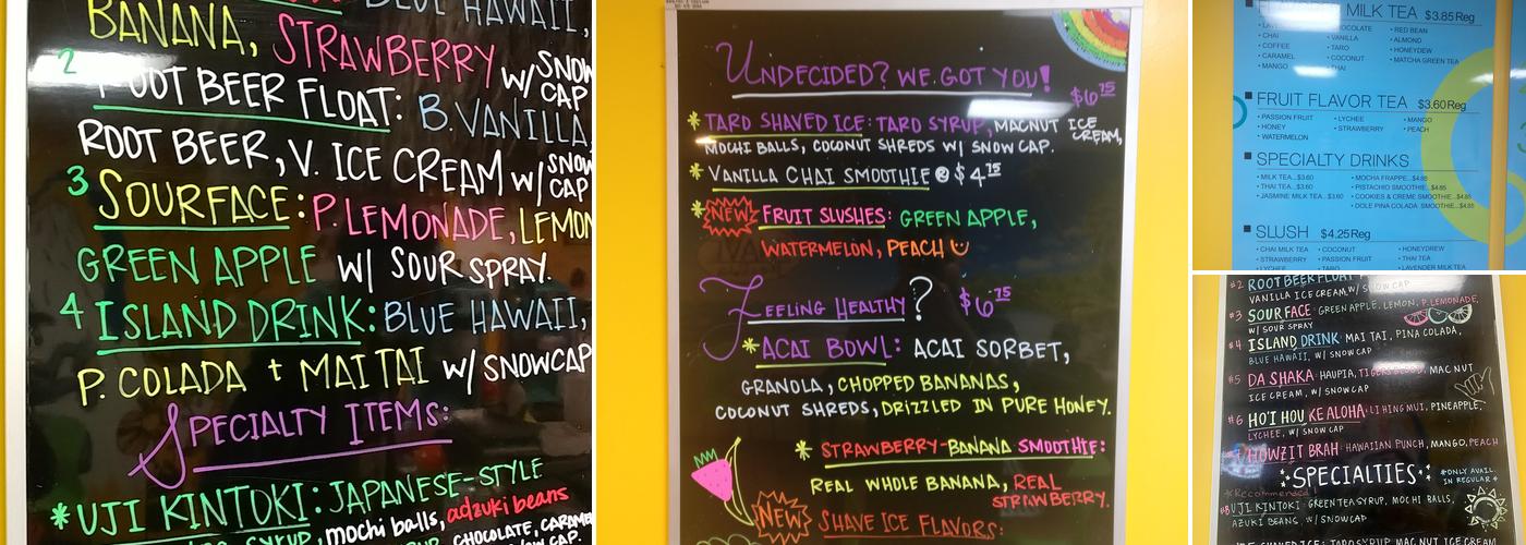 Brian's Shave Ice and Boba Menu