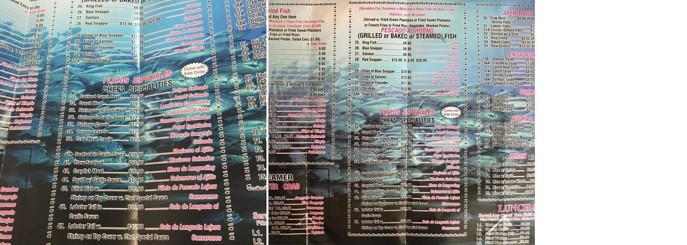 Broadway Fish Market Menu