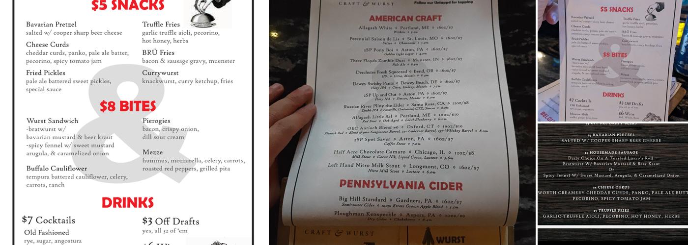 Brü Craft & Wurst Menu
