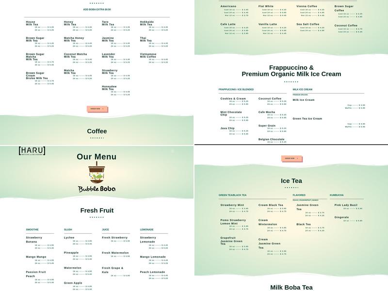 Bubble Boba Menu