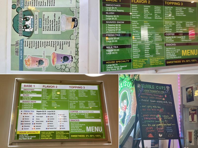 Bubble Cups Menu