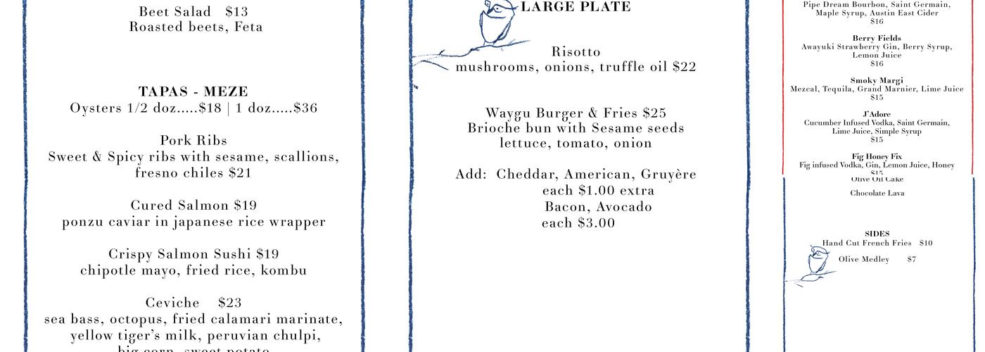 Bubo Menu