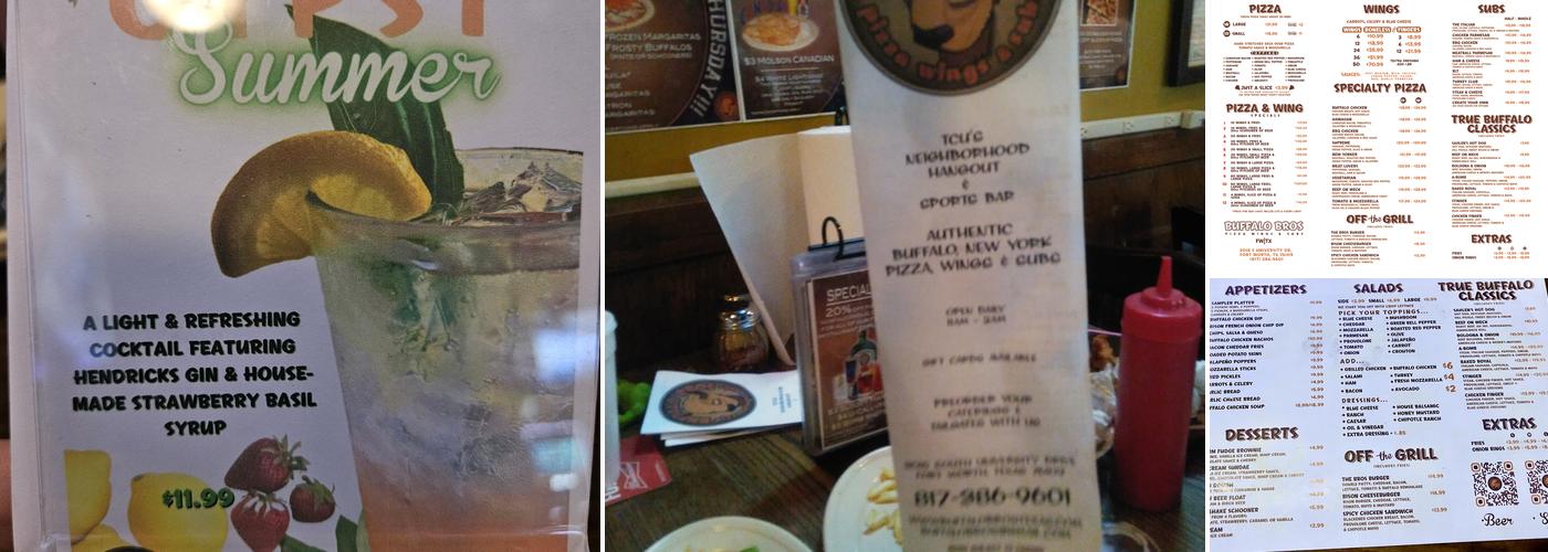 Buffalo Bros Menu