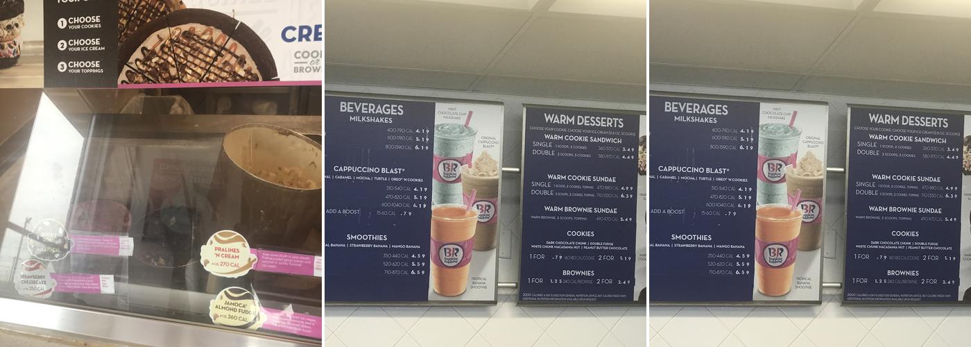 Baskin-Robbins Menu