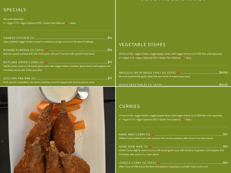 Bulan Thai Vegetarian Kitchen Menu